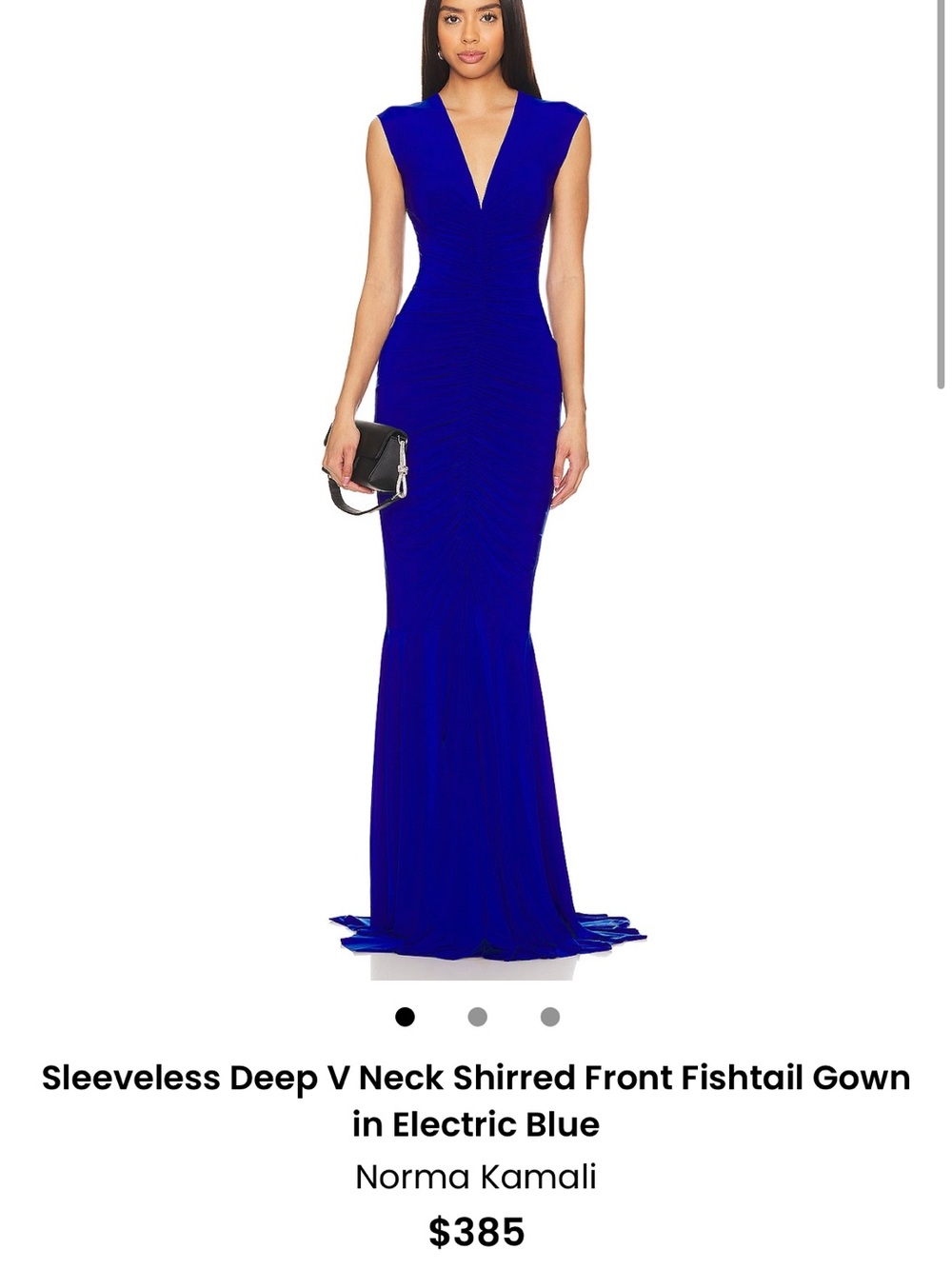Norma Kamali Royal Blue Sleeveless Deep V Fishtail Gown